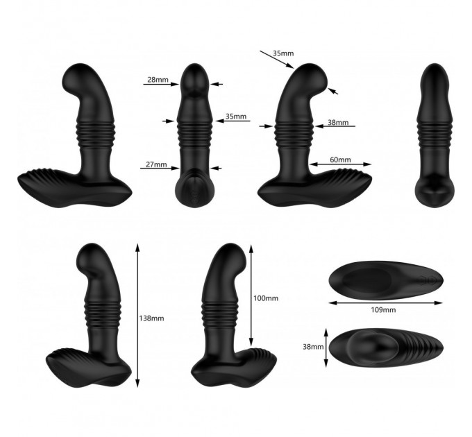 Масажер простати з вібрацією Nexus Thrust, з пультом, чорний, 14 х 3.5 см