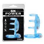 Насадка на член из четырех эрекционных колец Chisa GK Power с вибрацией, голубая
