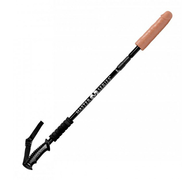 Реалистичная насадка на регулируемой длинной черной рукояти Dick Stick - Dildo On Expandable Rod