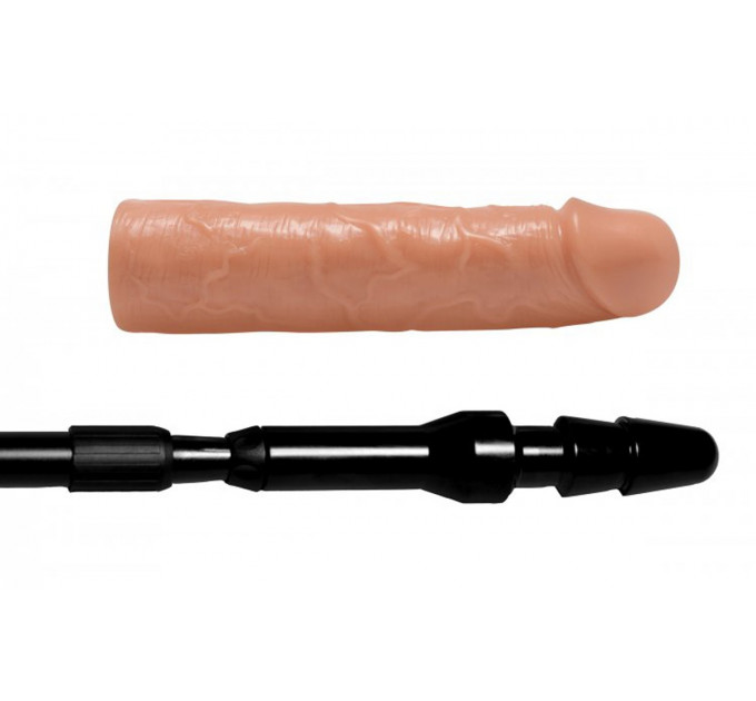 Реалистичная насадка на регулируемой длинной черной рукояти Dick Stick - Dildo On Expandable Rod