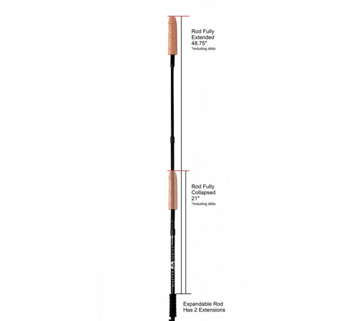 Реалистичная насадка на регулируемой длинной черной рукояти Dick Stick - Dildo On Expandable Rod