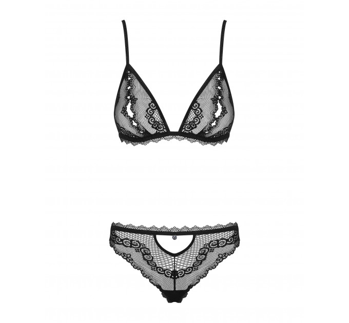 Сексуальный комплект с открытыми сосками Obsessive Millagro 2-pcs set black S/M