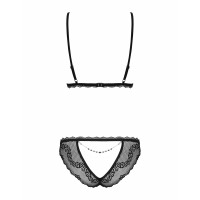 Сексуальний комплект із відкритими сосками Obsessive Millagro 2-pcs set black S/M
