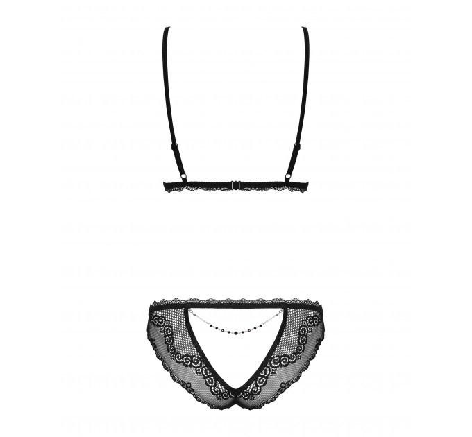Сексуальный комплект с открытыми сосками Obsessive Millagro 2-pcs set black S/M
