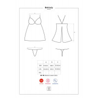 Сорочка Obsessive из цветочного кружева с открытой попой, черный, L/XL