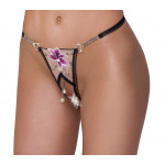 Стринги с цветочной вышивкой и открытым доступом Cottelli String Flower, S/M