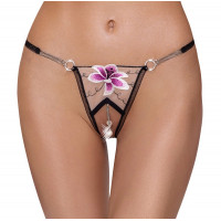 Стринги с цветочной вышивкой и открытым доступом Cottelli String Flower, S/M