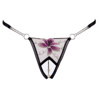 Стринги с цветочной вышивкой и открытым доступом Cottelli String Flower, S/M