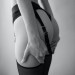 Трусики для страпону, M, з підв'язками для панчох Strap-On-Me чорні