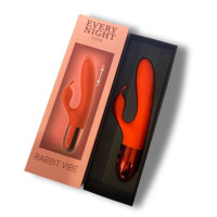 Вибратор кролик Every Night Toys с отростком для стимуляции клитора, красный