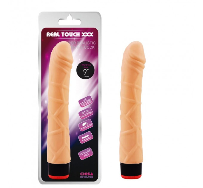 Вибратор реалистичный CHISA Real Touch XXX из киберкожи на батарейках, бежевый