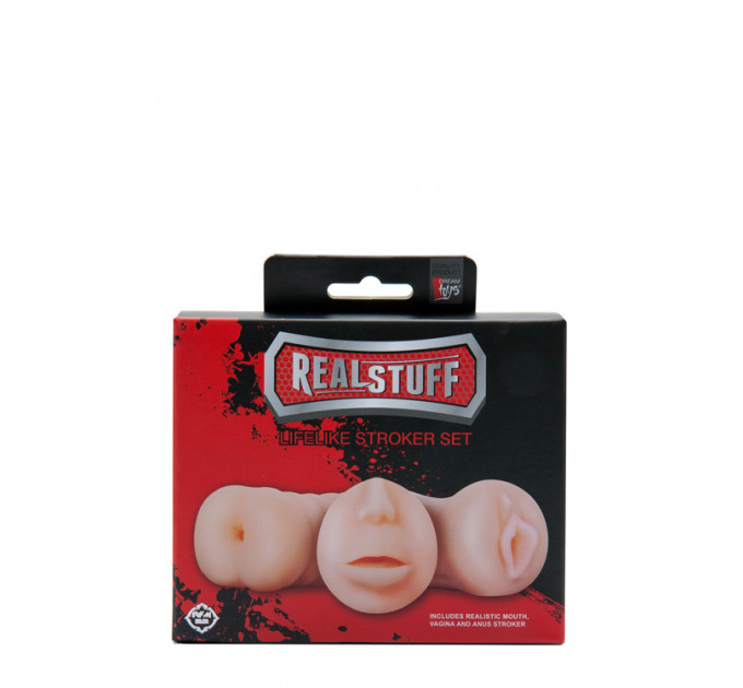 Набор реалистичных мастурбаторов REALSTUFF 3 IN 1 FLESH