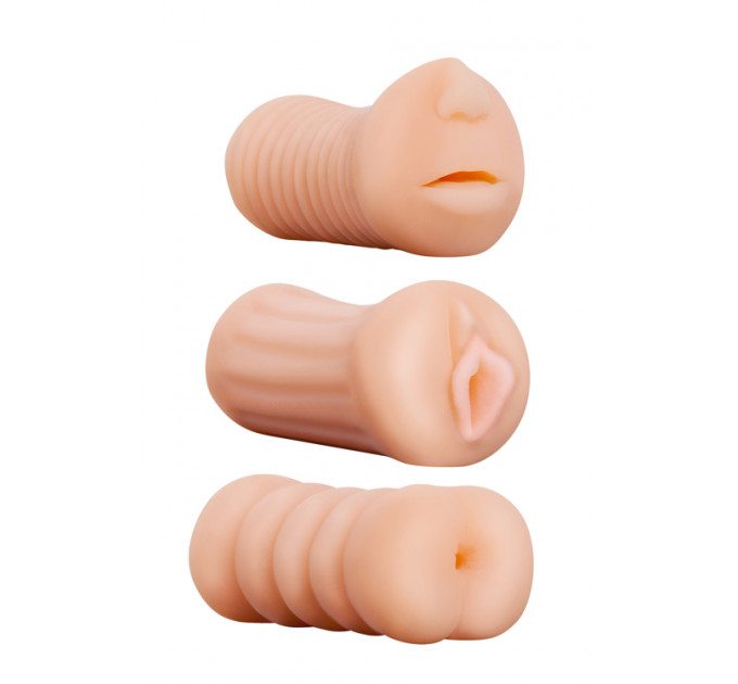 Набор реалистичных мастурбаторов REALSTUFF 3 IN 1 FLESH