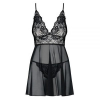 Пеньюар Obsessive Imperia babydoll L/XL черный