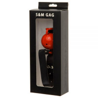 F61429 Кляп з екошкіри Loveshop Latex BREATHABLE BALL Gag BLACK / RED