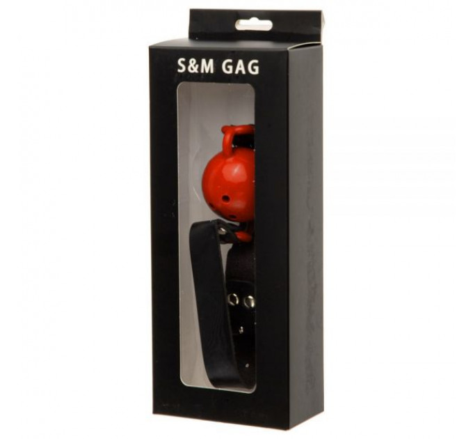 F61429 Кляп из экокожи Loveshop Latex BREATHABLE BALL GAG BLACK/RED