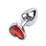 Анальна пробка Silver Metaall Heart Red, S