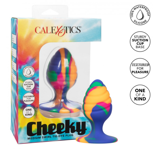 Анальная пробка рельефная, M, на присоске California Exotic Novelties разноцветная