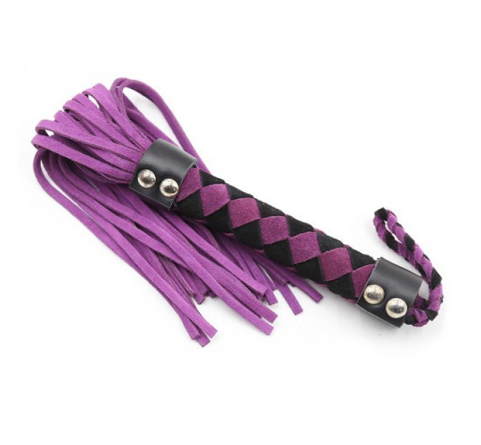Флогер кожа leather DS Fetish flogger Purple Black 38 cm