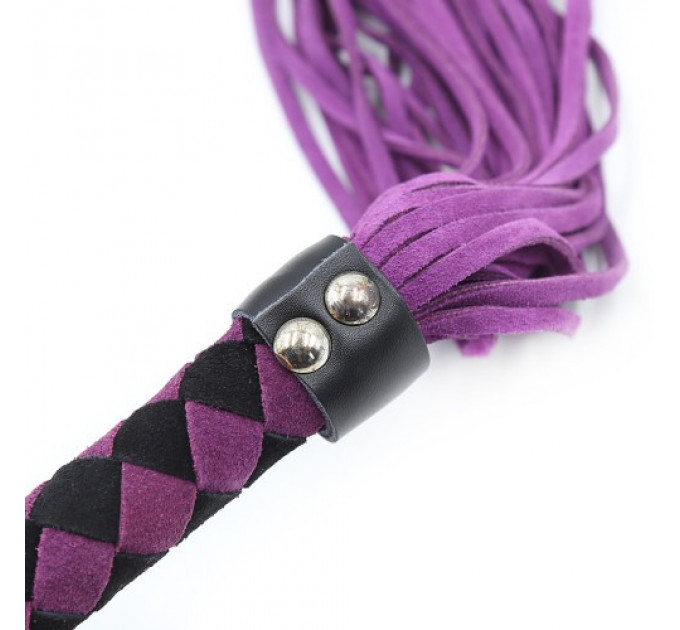 Флогер кожа leather DS Fetish flogger Purple Black 38 cm