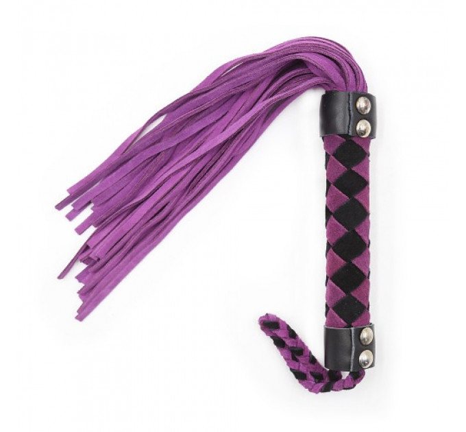 Флогер кожа leather DS Fetish flogger Purple Black 38 cm
