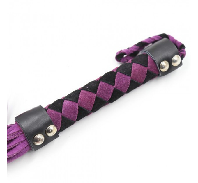 Флогер кожа leather DS Fetish flogger Purple Black 38 cm
