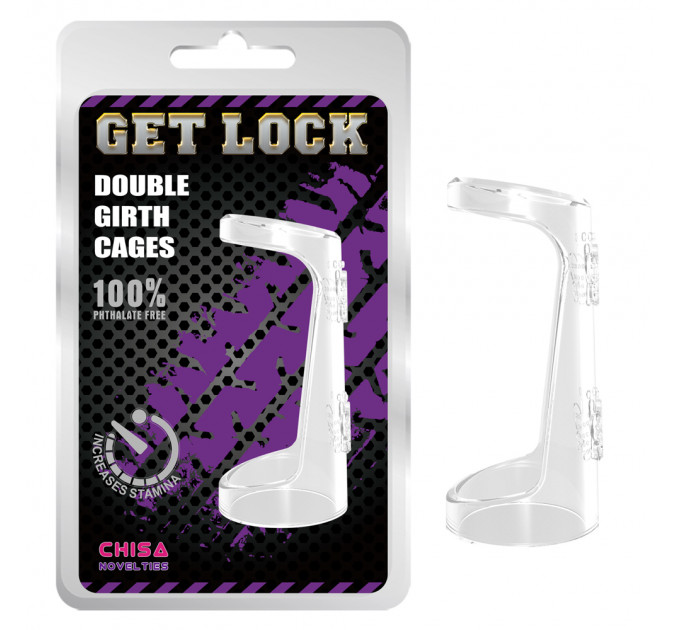 Ерекційне кільце Chisa Get Lock Double Girth Cages з двома кріпленнями, прозоре