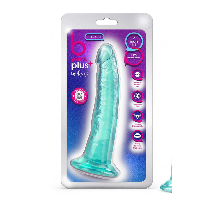 Фаллоимитатор реалистичный на присоске Blush B Yours Plus мятный, 19 х 3.8 см
