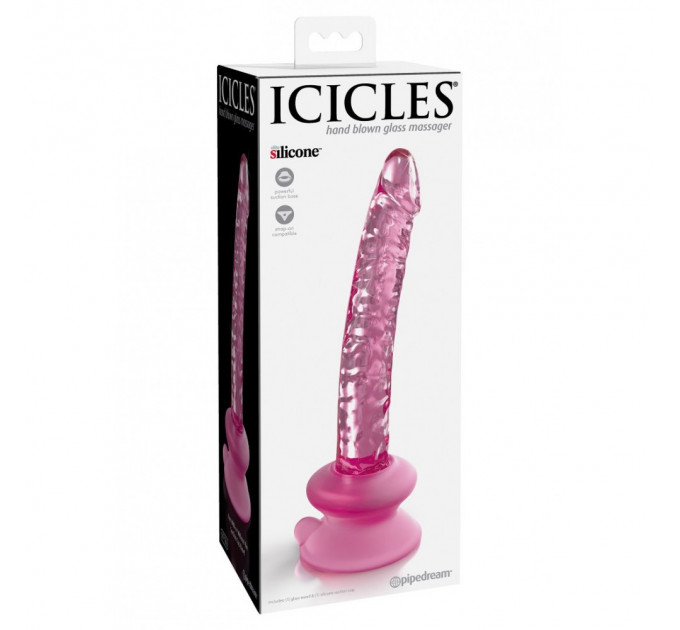 Фалоімітатор скляний з присоскою Pipedream Icicles Pink