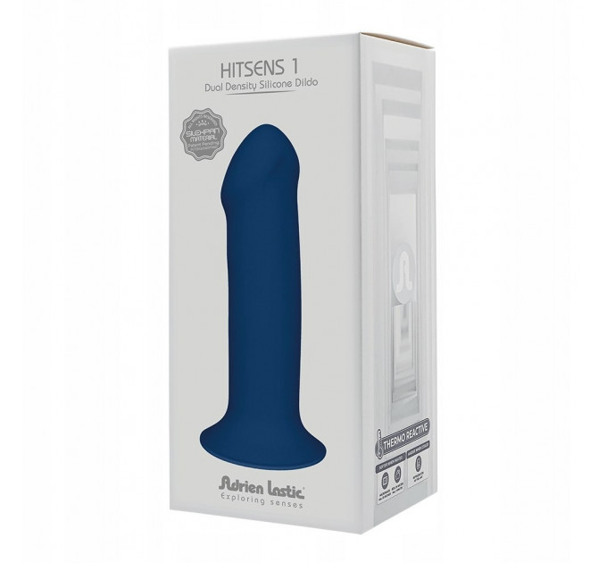 Фалоімітатор термореактивний Adrien Lastic Hitsens 1 на присосці, синій