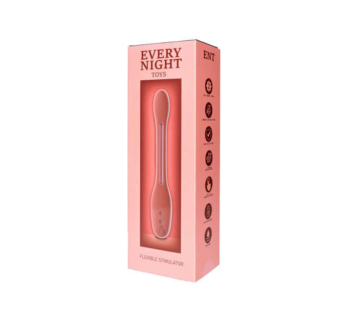 Гибкий вибратор для пар Every Night Toys Flexible с двумя моторчиками, красный