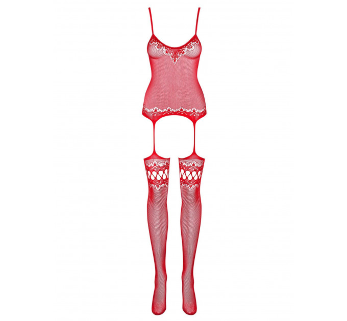 Комбинезон Obsessive Bodystocking F214 красный S/M/L