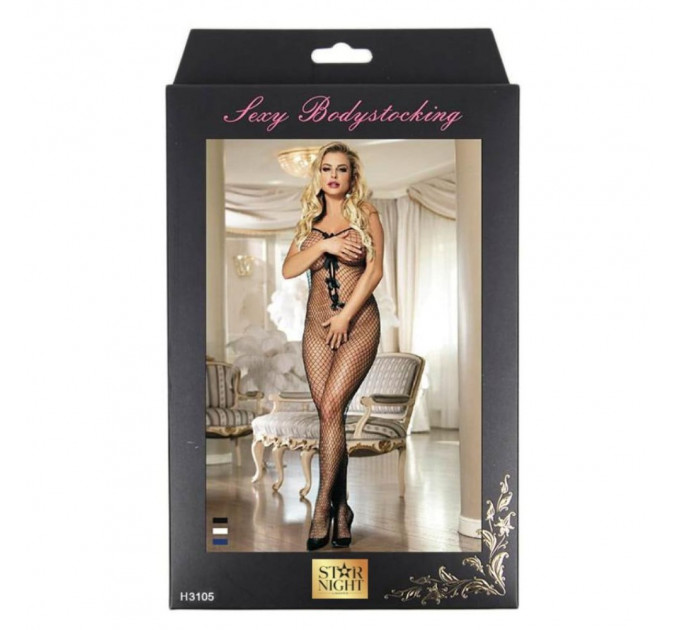 Комбінезон у велику сітку Star Night Fishnet Bowknot Bodystocking синій, XS-M