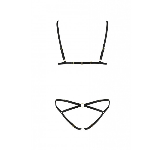 Комплект белья со стреп-лентами NICKY SET black S/M - Passion