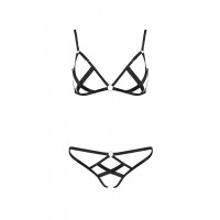 Комплект білизни із стреп-стрічками NICKY SET black S/M - Passion