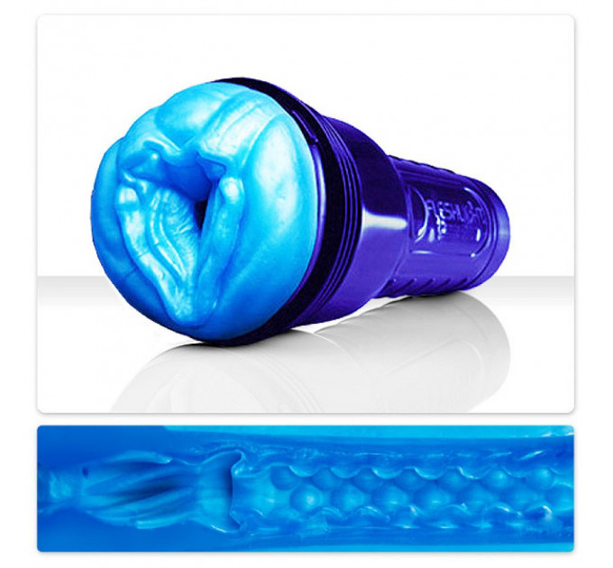 Мастурбатор вагина из киберкожи в колбе Fleshlight Freaks Alien Blue Metallic, синий