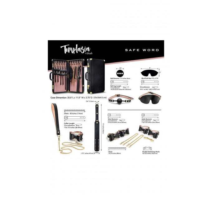 Набор для БДСМ в чемодане, 10 предметов Temptasia Safe Word Bondage Kit With Suitcase Black