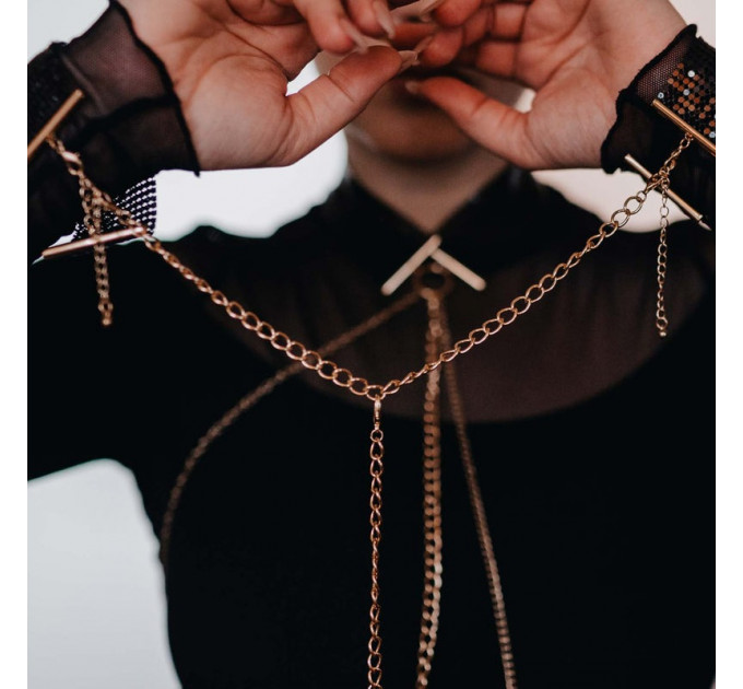 Ожерелье-ошейник с цепочкой Bijoux Indiscrets черное, 59 см