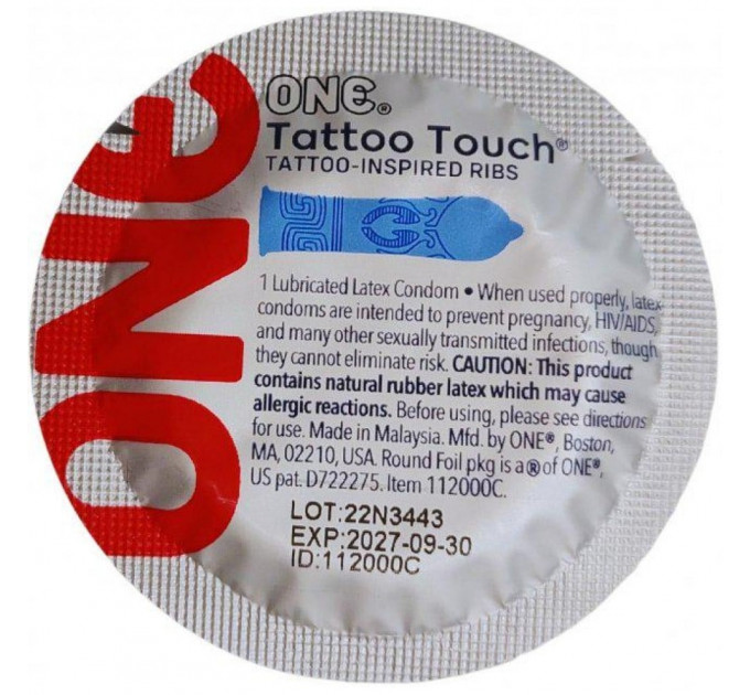 Презервативи One Tattoo Touch сині, 5 штук