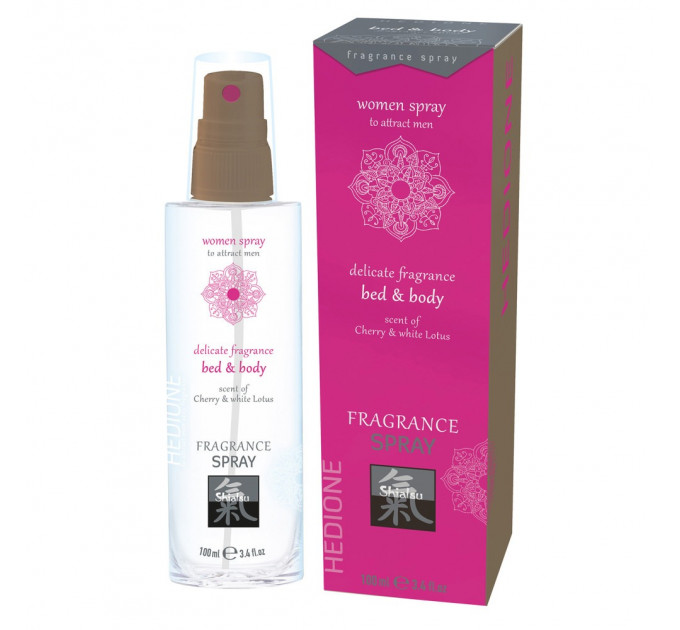 Спрей для тела и постели с феромонами и афродизиаками HOT Fragrance Вишня и белый лотос, 100 мл