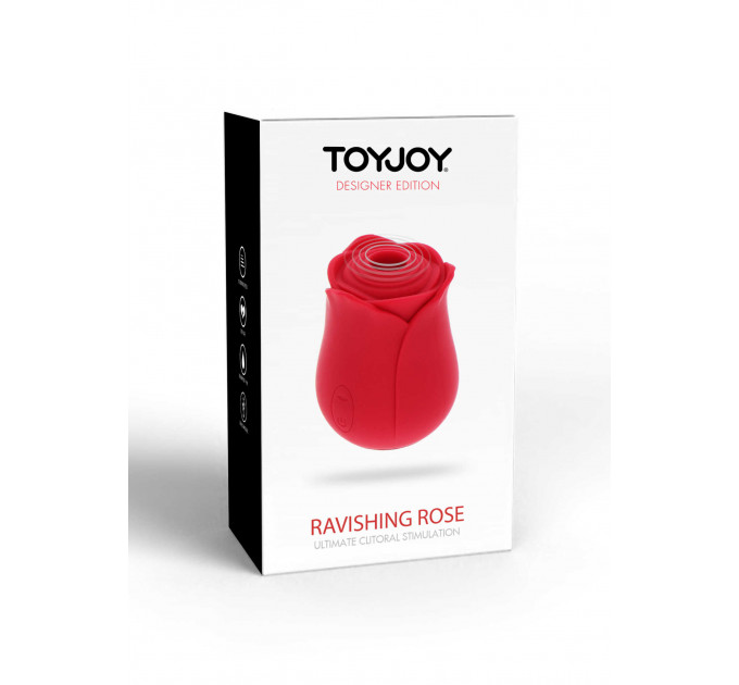 Вакуумный стимулятор клитора в виде розы Toy Joy, силиконовый, красный