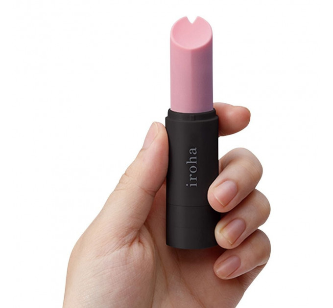 Вибропуля в виде помады Iroha Stick Tenga, медицинский силикон, розовая с черным