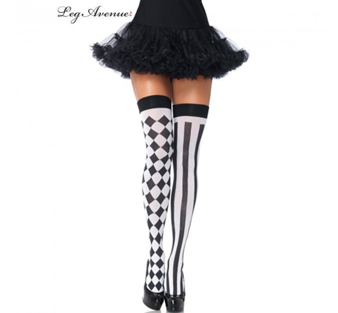 Высокие чулки Leg Avenue, черный/белый O\S