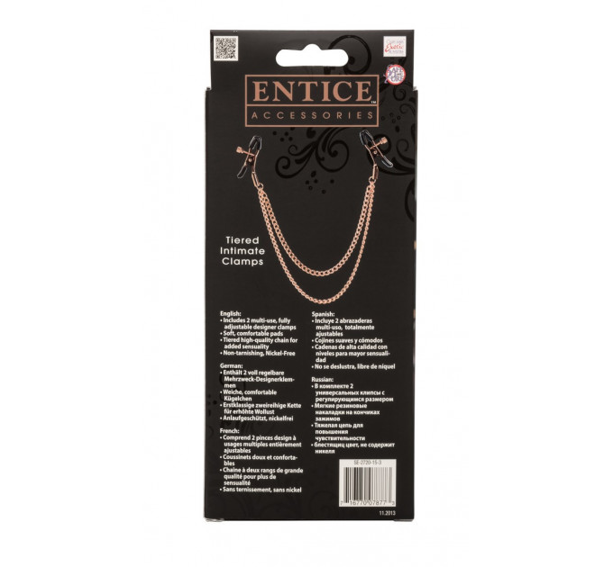 Зажимы для сосков с цепочкой California Exotic Novelties, золотистые