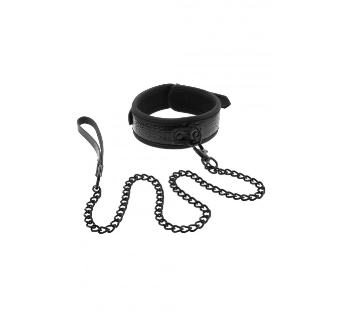 Ошейник с поводком BLAZE LUXURY COLLAR AND LEASH CROCO BLACK