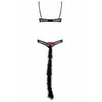 Костюм боди кошки черный Obsessive 3 предмета GEPARDINA S/M
