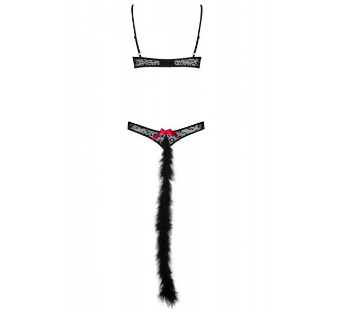 Костюм боди кошки черный Obsessive 3 предмета GEPARDINA S/M