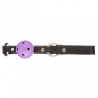 Кляп из экокожи Loveshop Latex BREATHABLE BALL GAG BLACK/PURPLE