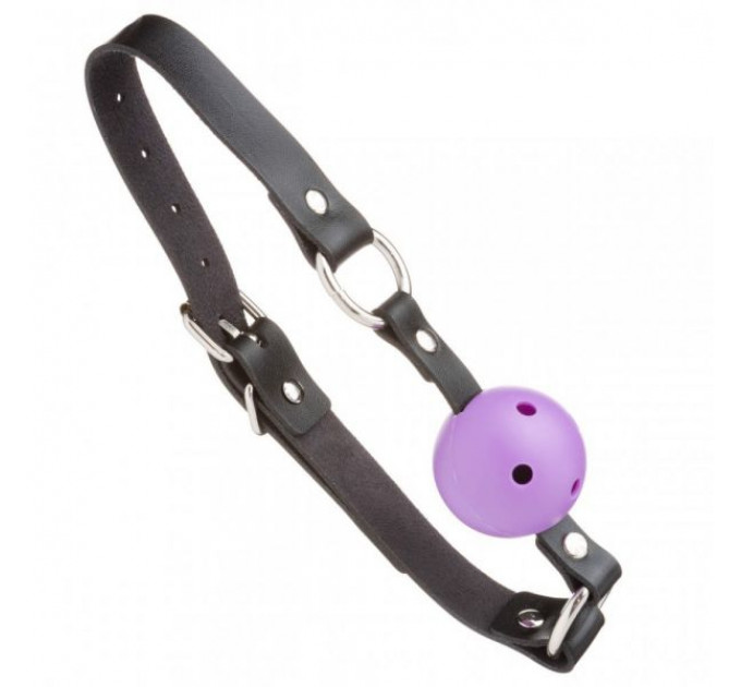 Кляп из экокожи Loveshop Latex BREATHABLE BALL GAG BLACK/PURPLE