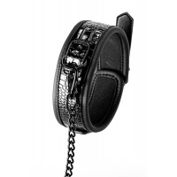 Ошейник с поводком BLAZE LUXURY COLLAR AND LEASH CROCO BLACK